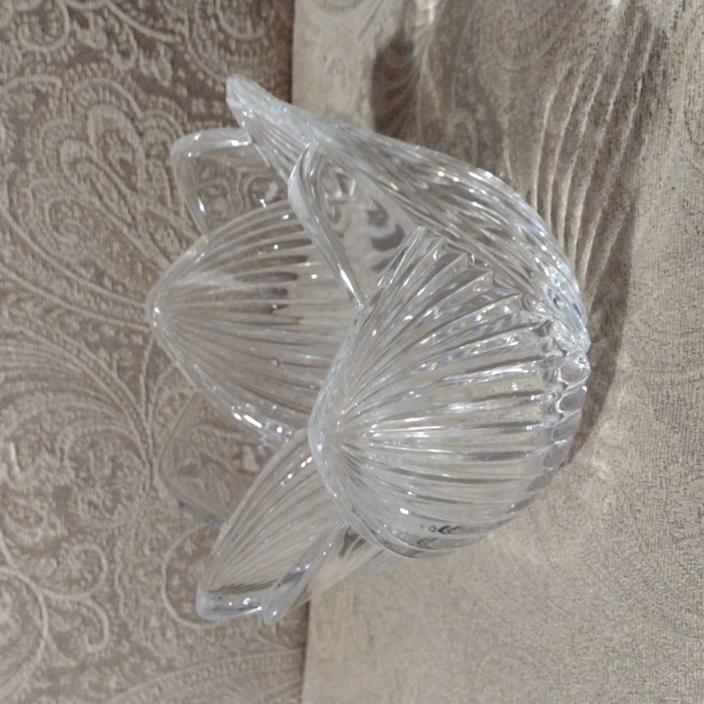 Crystal candy dish. 4in. Tall 6in. Wide